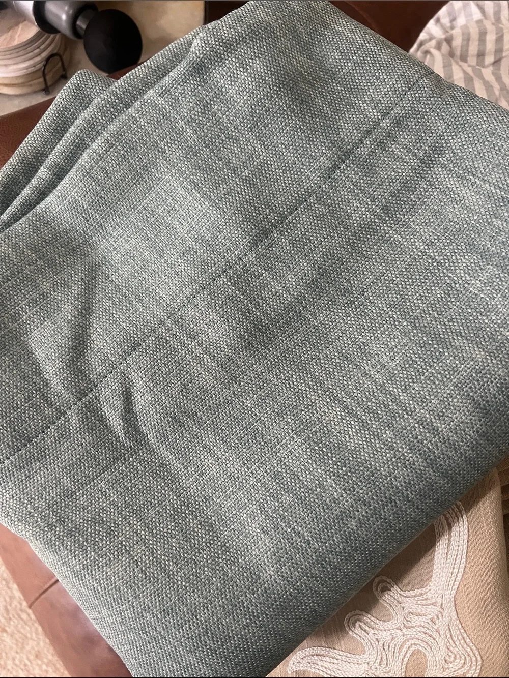 Faux Linen Blackout Curtain Panels - Teal